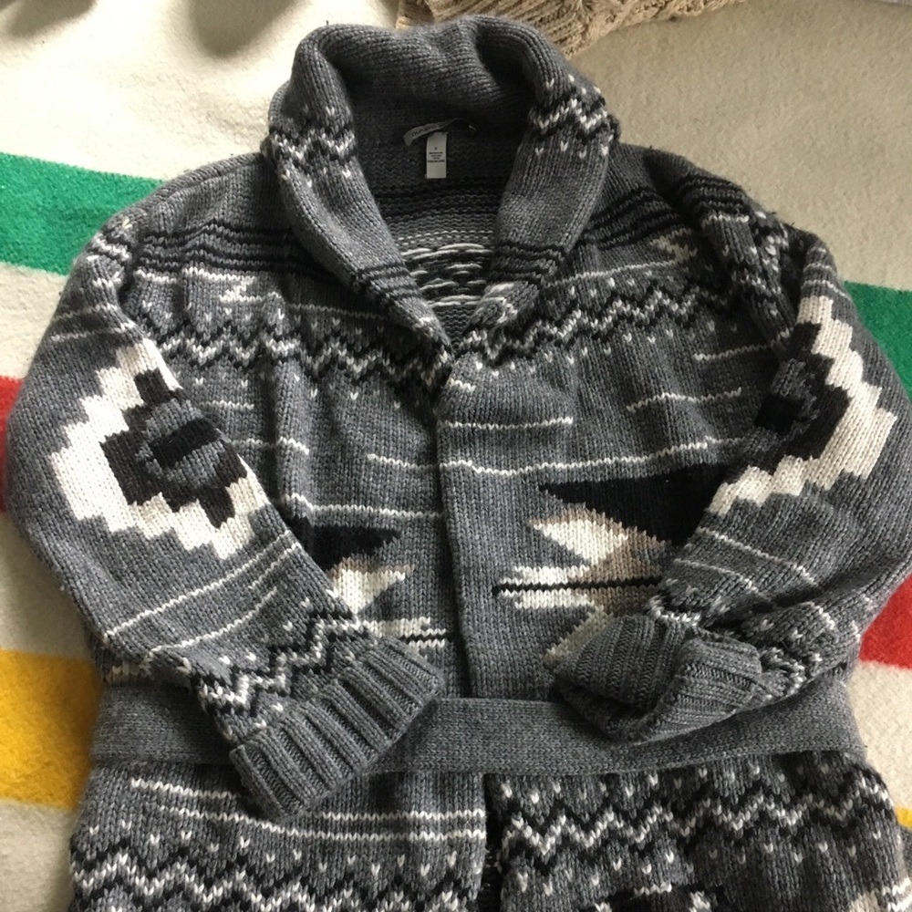Autumn cashmere shawl collar belted cardigan